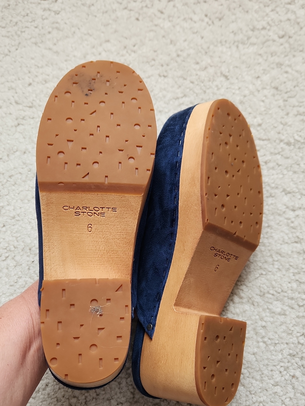 Charlotte Stone Blue Martino Clog SZ 6 - Picture 3 of 5